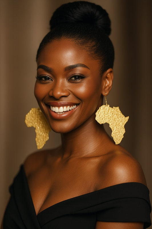 Oversized African Map Brass Dangle Earrings (Gold & Silver)