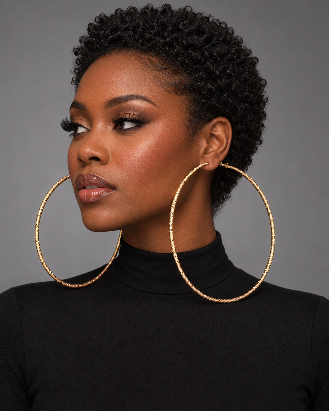 14cm Oversized Textured Hoop Earrings in Gold or Silver - Fatisha Boutique