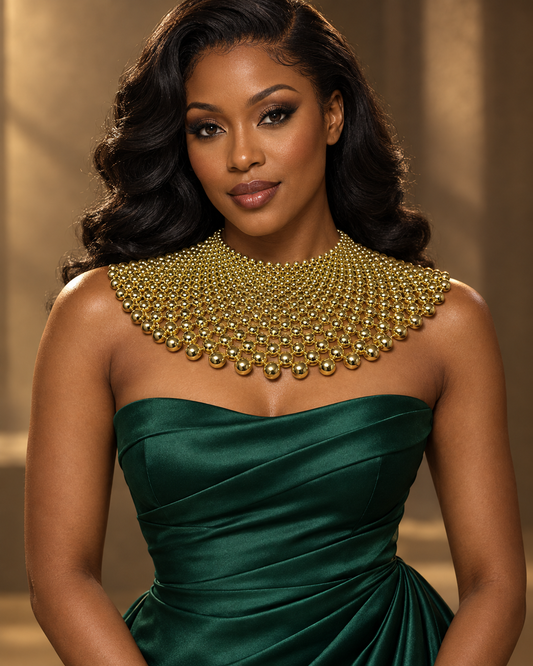 Cleopatra Beaded Collar Bib Choker Statement Necklace - Fatisha Boutique
