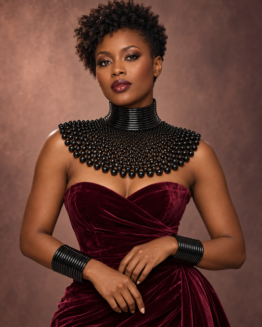 Cleopatra Collar Bib Necklace & Ndebele Cuff Set - Fatisha Boutique