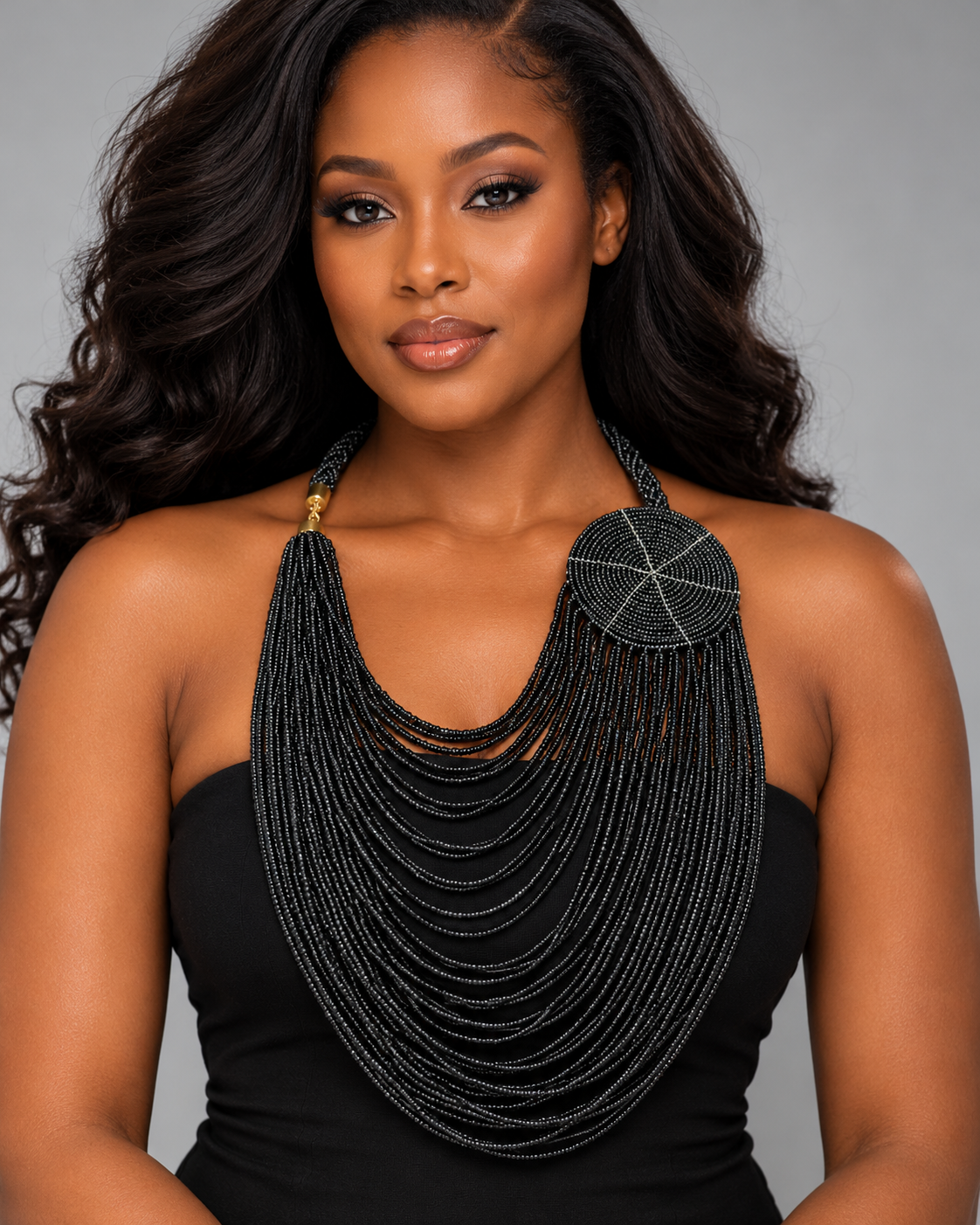 Authentic African Multilayer Beaded Disc Statement Necklace - Fatisha Boutique Fatisha Boutique