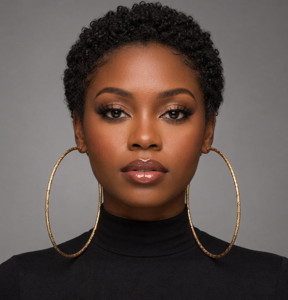 14cm Oversized Textured Hoop Earrings in Gold or Silver - Fatisha Boutique Fatisha Boutique