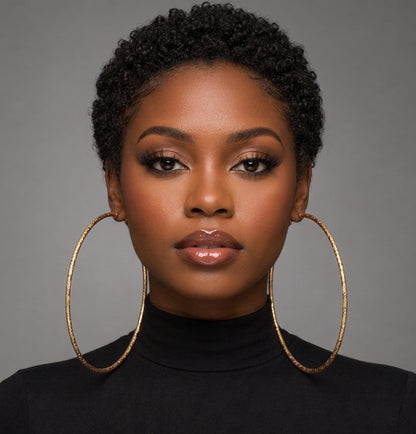 14cm Oversized Textured Hoop Earrings in Gold or Silver - Fatisha Boutique