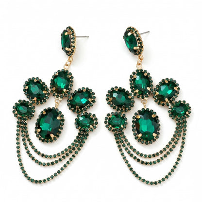 Luxury Chandelier Rhinestone Earrings – Long Elegant Statement Drop Earrings - Fatisha Boutique #