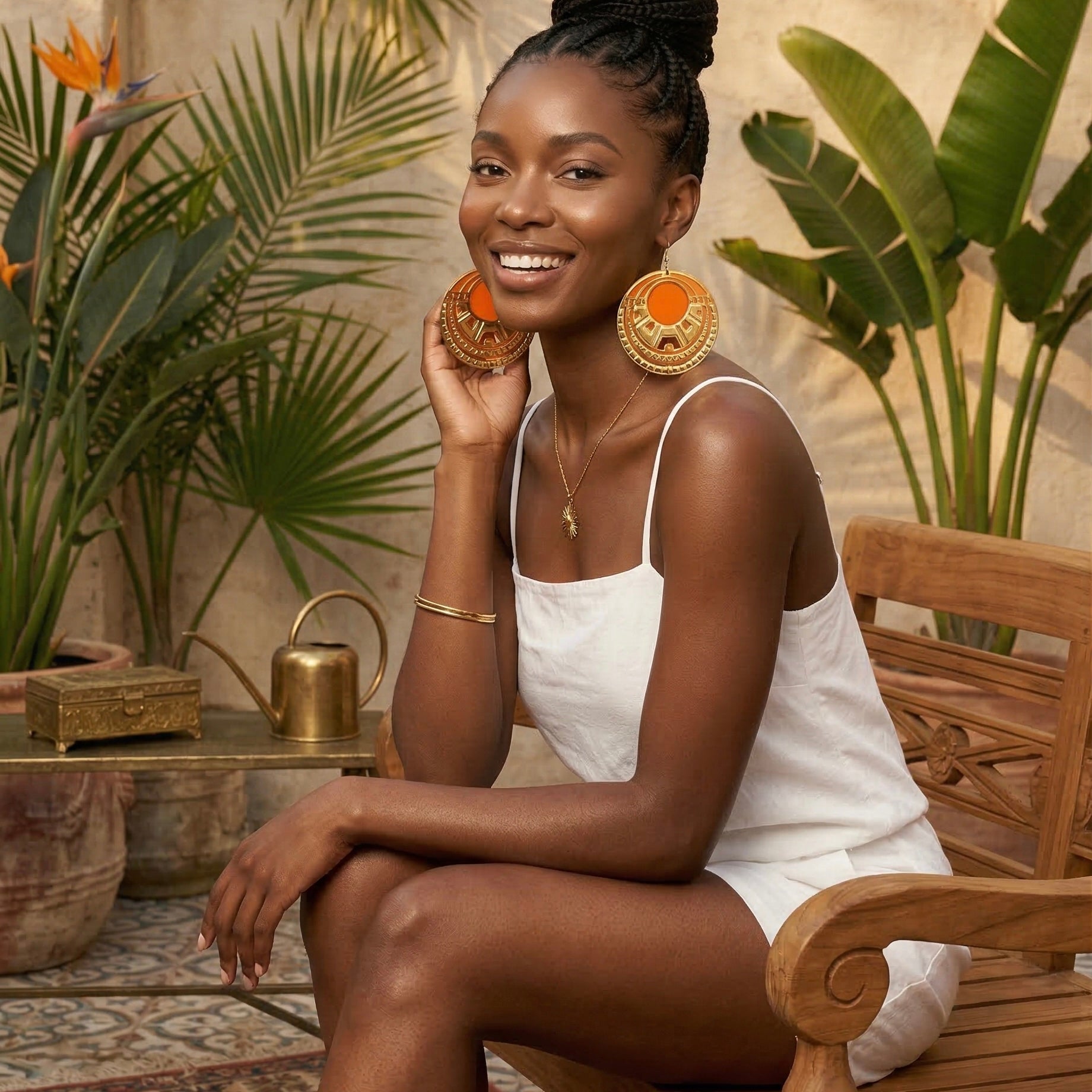 African Inspired Wooden & Metal Hoop Earrings – Bold Afrocentric Statement Jewellery - Fatisha Boutique #