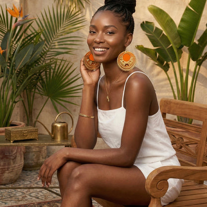 African Inspired Wooden & Metal Hoop Earrings – Bold Afrocentric Statement Jewellery - Fatisha Boutique #
