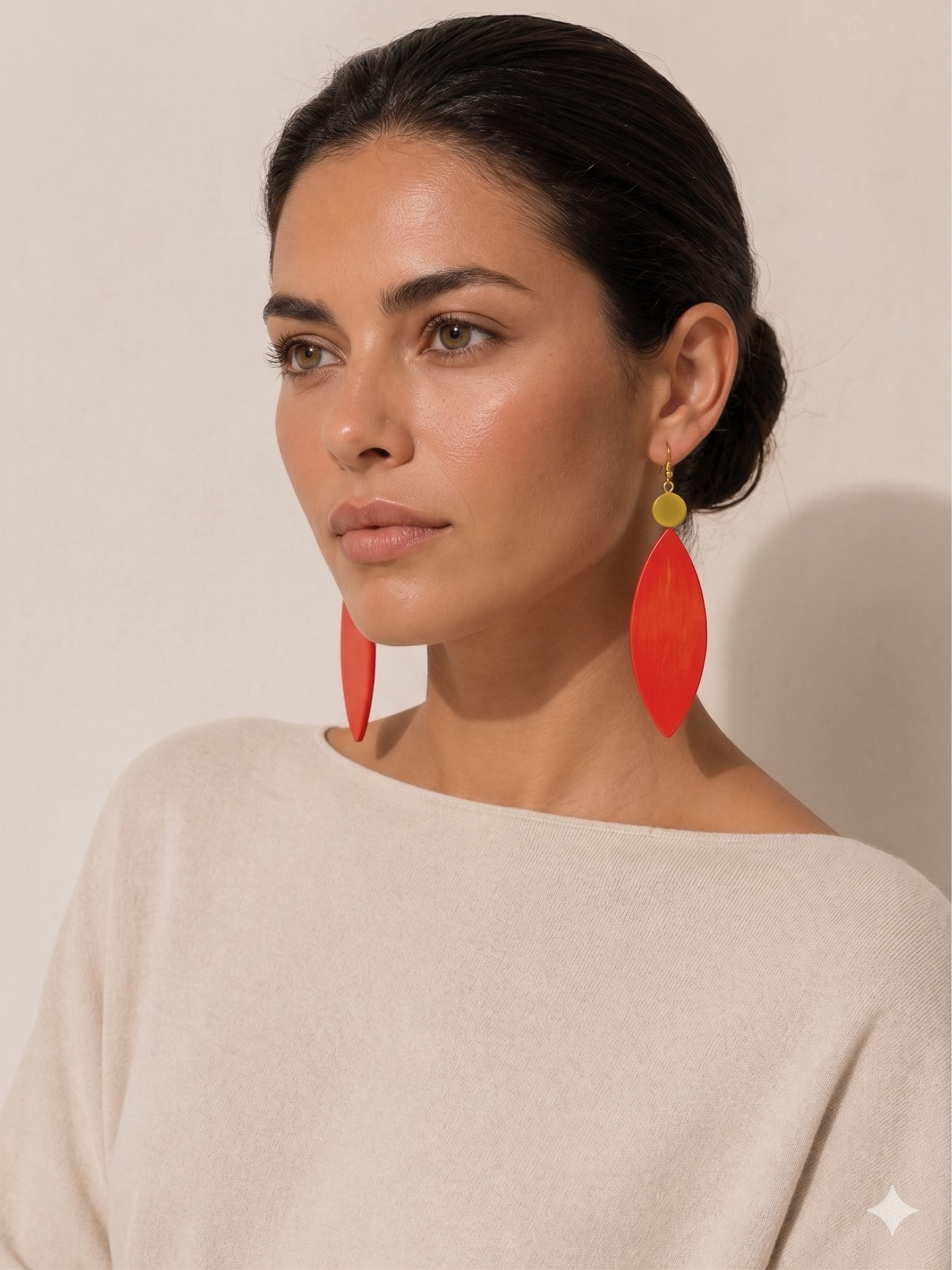 Long Red Resin Statement Earrings – Handmade Dangle Drop Jewellery for Women - Fatisha Boutique #