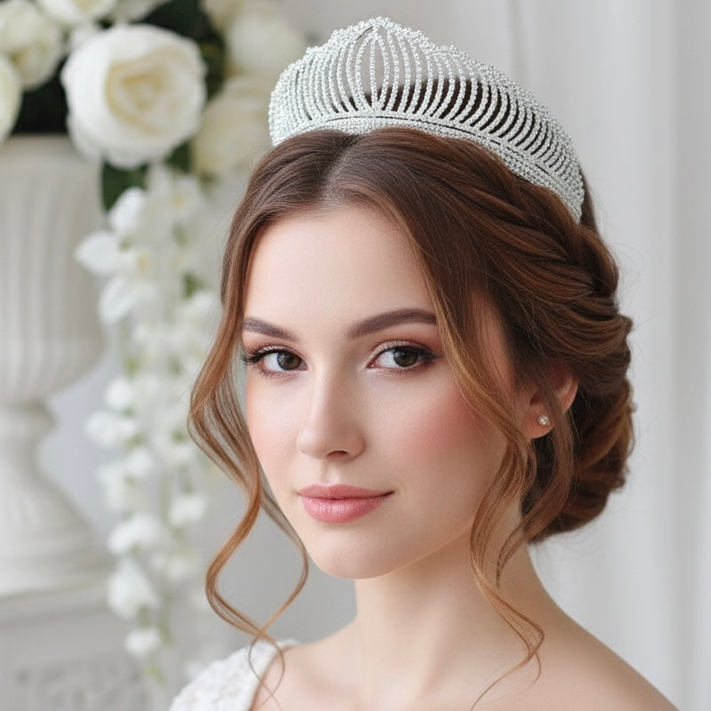 Bridal Crystal Rhinestone Tiara Crown Headpiece – Gold & Silver – Prom & Wedding Accessory - Fatisha Boutique #