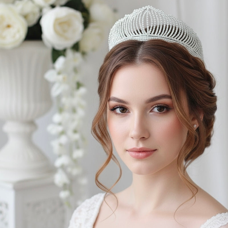 Bridal Crystal Rhinestone Tiara Crown Headpiece – Gold & Silver – Prom & Wedding Accessory - Fatisha Boutique #