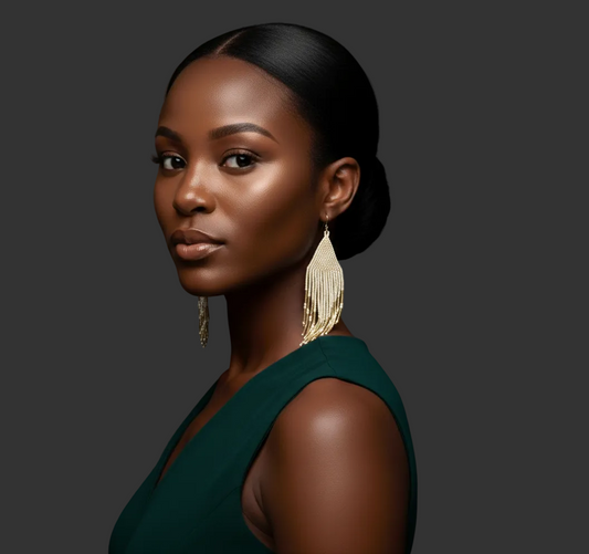 Boho Ivory and Gold Beaded Fringe Earrings – Handmade Statement Dangles - Fatisha Boutique #