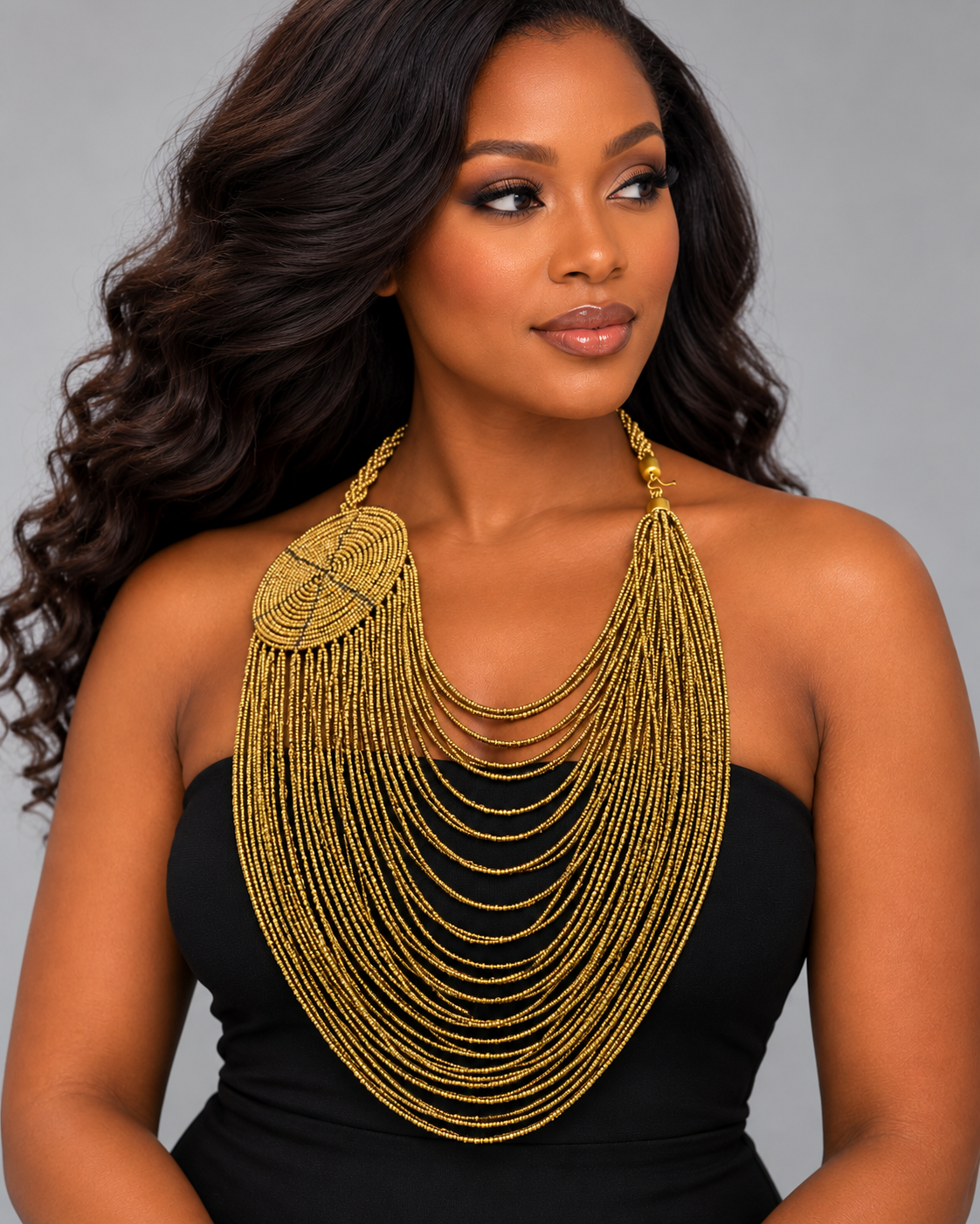 Authentic African Multilayer Beaded Disc Statement Necklace - Fatisha Boutique Fatisha Boutique
