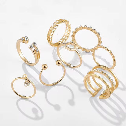 Gold-Tone Dainty Ring Set – 10 Pcs Adjustable Minimalist Fashion Rings - Fatisha Boutique #