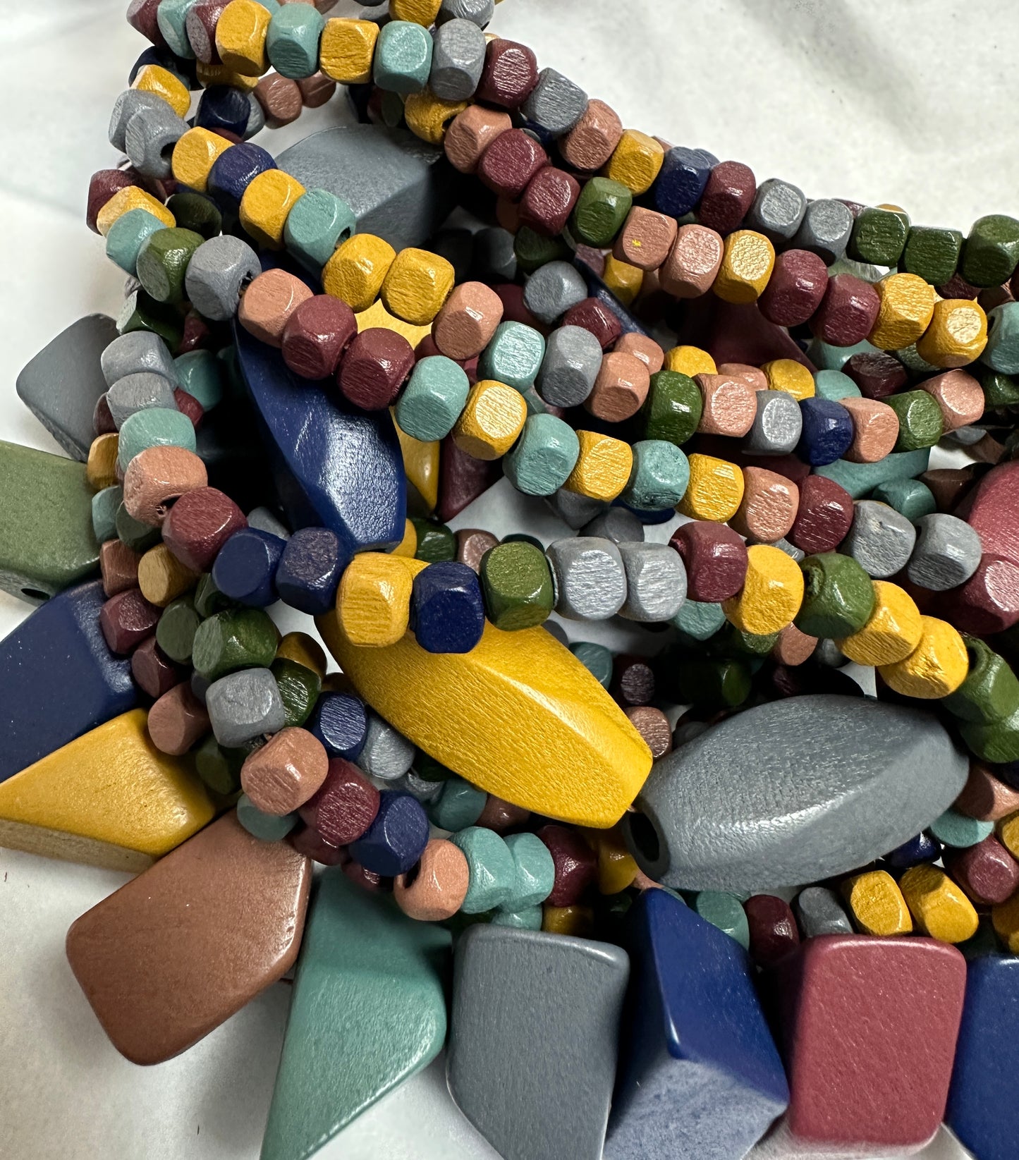 Ethnic Wood Beads Beaded Muti Layered Strands Necklace