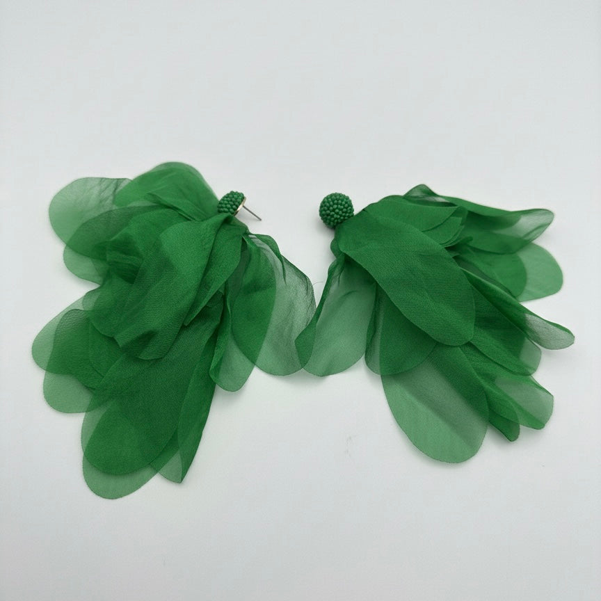 Emerald Green Floral Statement Earrings – Lightweight Bold Occasion Jewellery - Fatisha Boutique # Fatisha Boutique