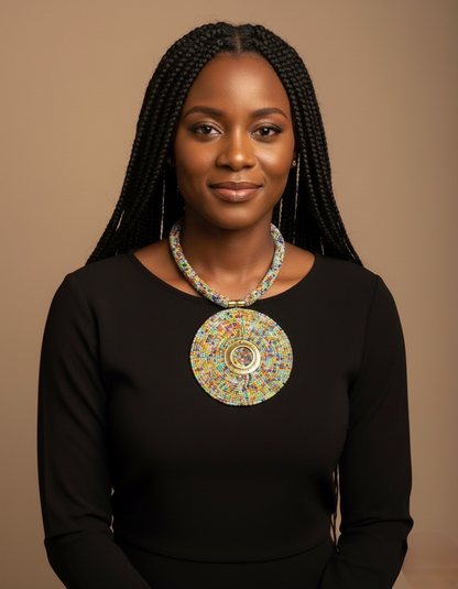 Handmade Multicoloured African Beaded Statement Pendant Necklace – Bold Maasai-Inspired Jewellery - Fatisha Boutique #