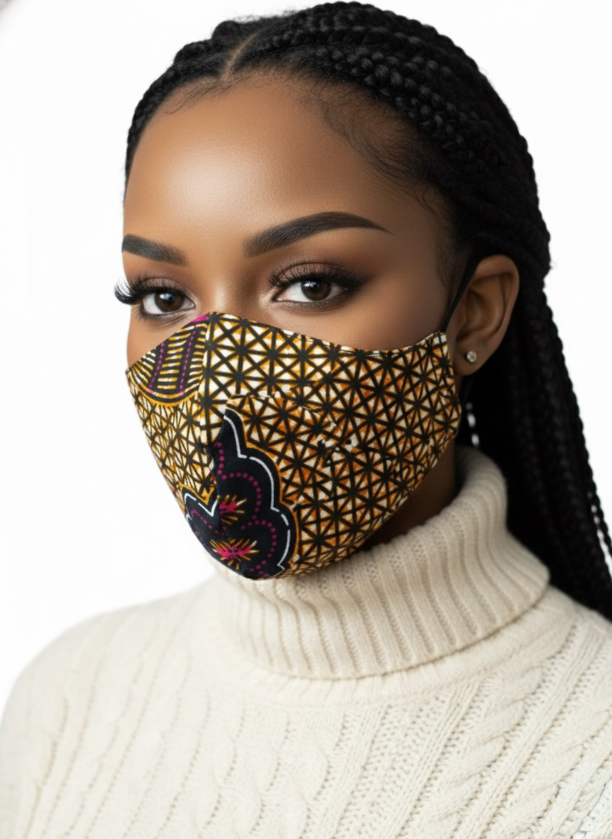 Reusable African Print Face Mask – Double-Layered Ankara Fabric with Filter Pocket & 2 Free Filter - Fatisha Boutique #