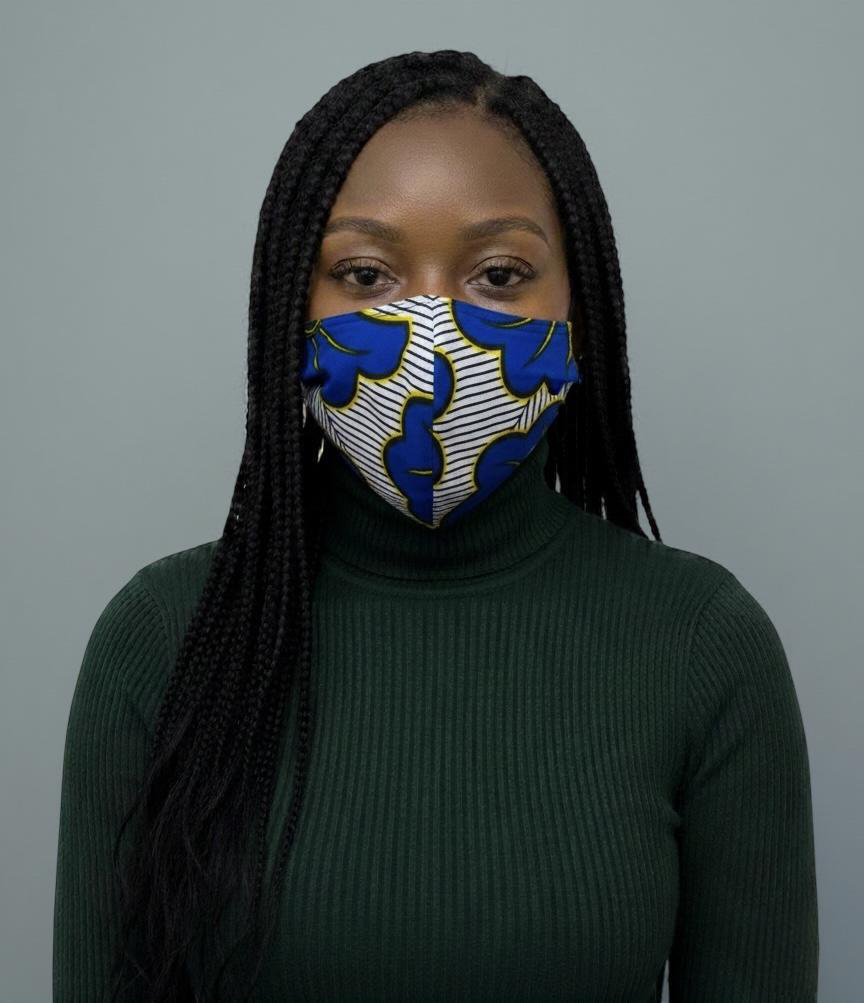 Reusable African Print Face Mask – Double-Layered Ankara Fabric with Filter Pocket & 2 Free Filters
