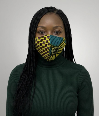 Reusable African Print Face Mask – Double-Layered Ankara Fabric with Filter Pocket & 2 Free Filters
