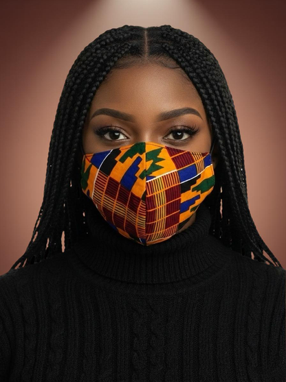 Reusable African Print Face Mask – Double-Layered Ankara Fabric with Filter Pocket & 2 Free Filters - Fatisha Boutique #