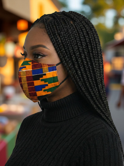 Reusable African Print Face Mask – Double-Layered Ankara Fabric with Filter Pocket & 2 Free Filters - Fatisha Boutique #