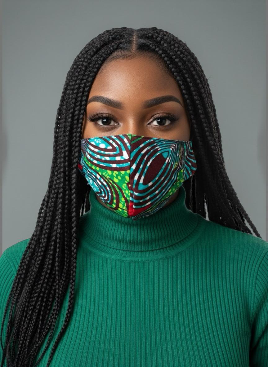 Reusable African Print Face Mask – Double-Layered Ankara Fabric with Filter Pocket & 2 Free Filters - Fatisha Boutique #