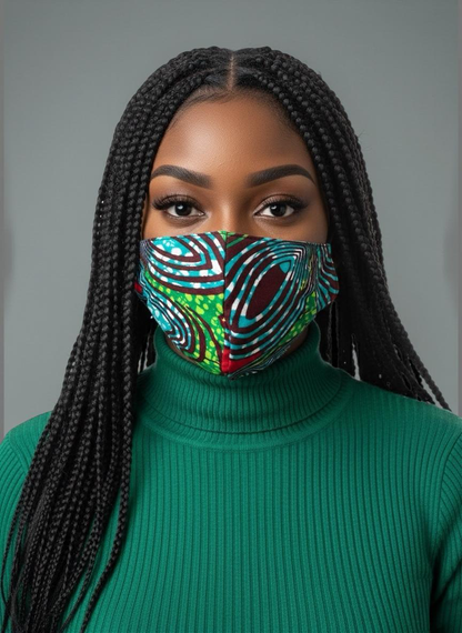 Reusable African Print Face Mask – Double-Layered Ankara Fabric with Filter Pocket & 2 Free Filters - Fatisha Boutique #