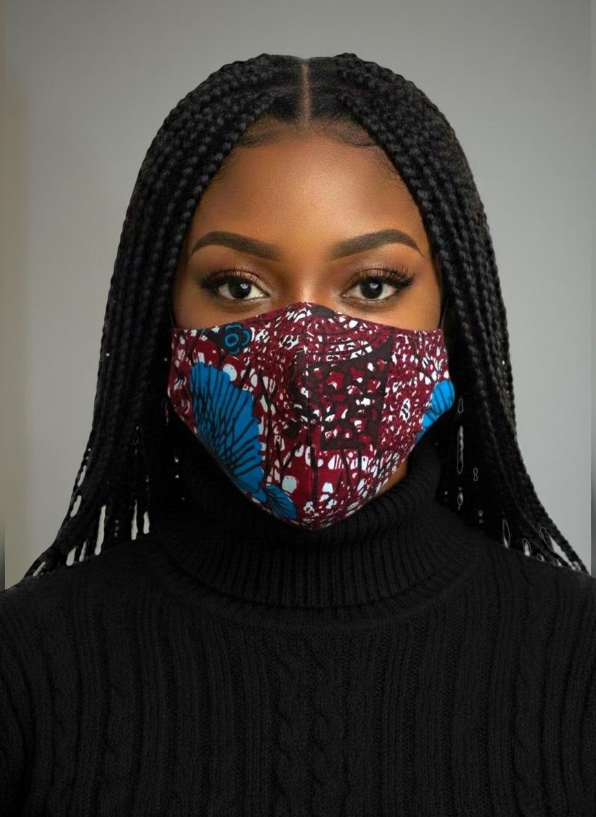 Reusable African Print Face Mask – Double-Layered Ankara Fabric with Filter Pocket & 2 Free Filters - Fatisha Boutique #