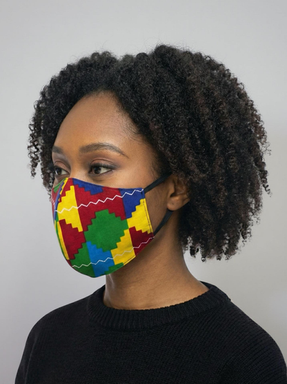 Reusable African Print Face Mask – Double-Layered Ankara Fabric with Filter Pocket & 2 Free Filters - Fatisha Boutique #