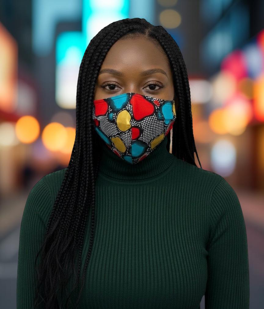 Reusable African Print Face Mask – Double-Layered Ankara Fabric with Filter Pocket & 2 Free Filters - Fatisha Boutique #
