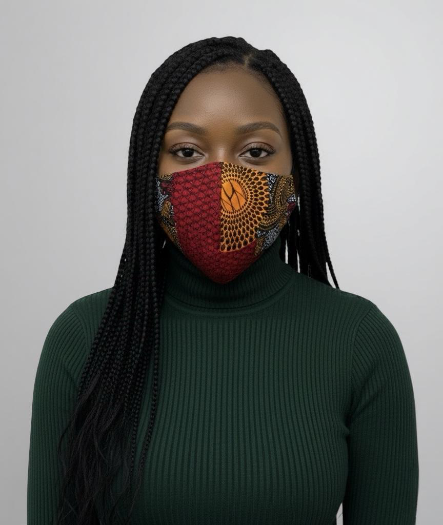 Reusable African Print Face Mask – Double-Layered Ankara Fabric with Filter Pocket & 2 Free Filters - Fatisha Boutique #