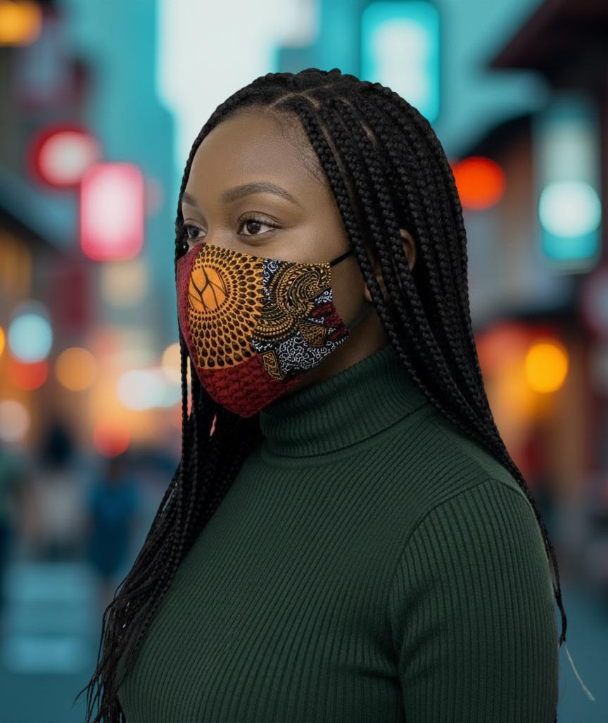 Reusable African Print Face Mask – Double-Layered Ankara Fabric with Filter Pocket & 2 Free Filters - Fatisha Boutique #