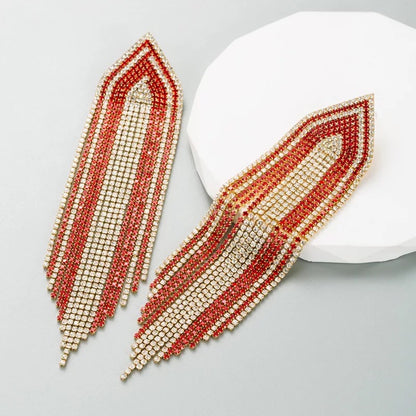 Glamorous Statement Crystal Diamante Rhinestone Long Tassel Earrings
