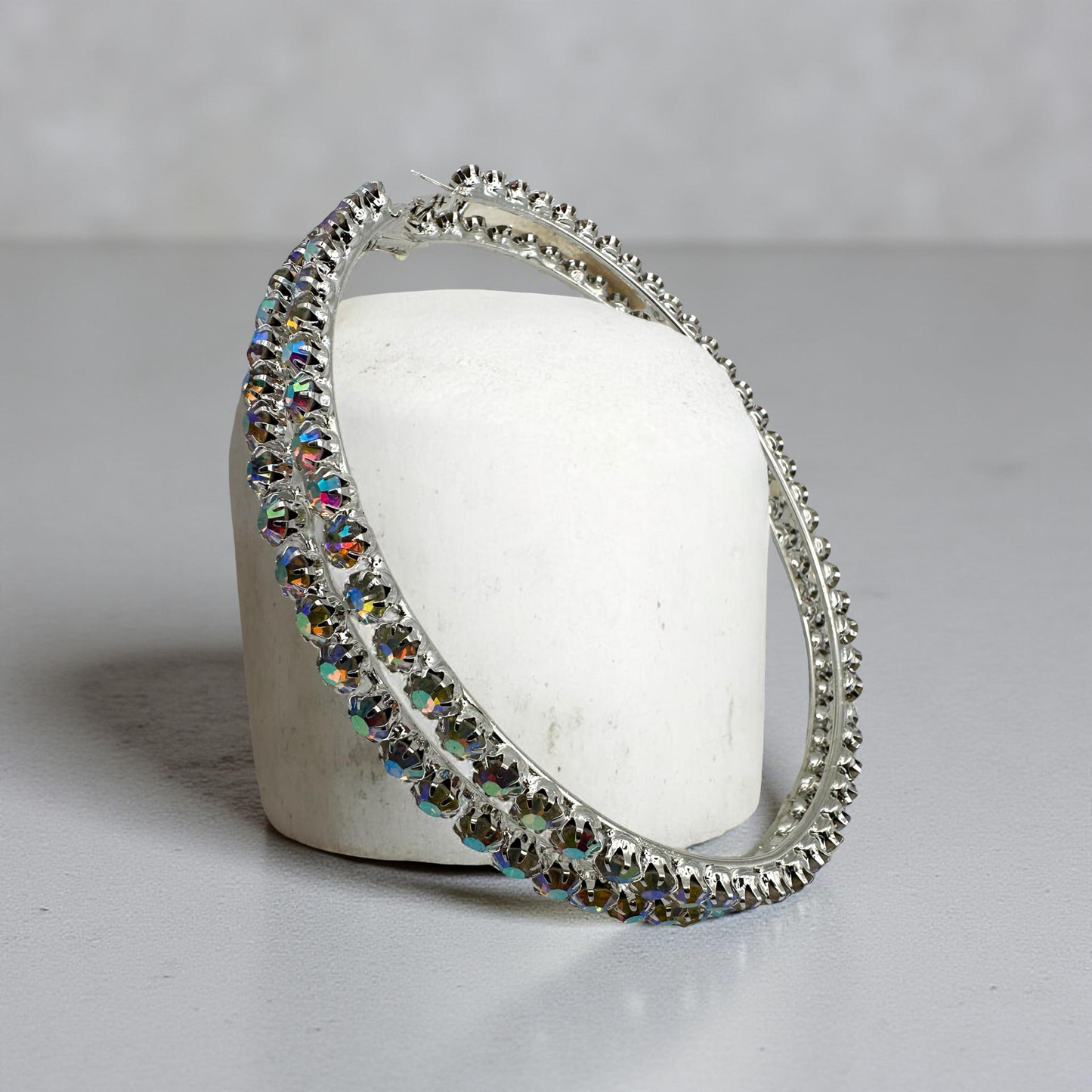 12cm Rhinestone Oversized Statement Hoop Earrings – Glam Party Jewellery - Fatisha Boutique #