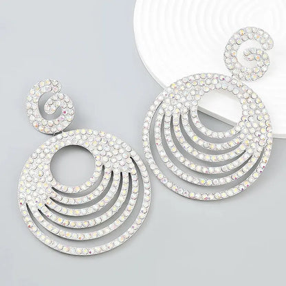 Extra Large Luxury Glamorous Crystal Rhinestones Statement Stud Earrings