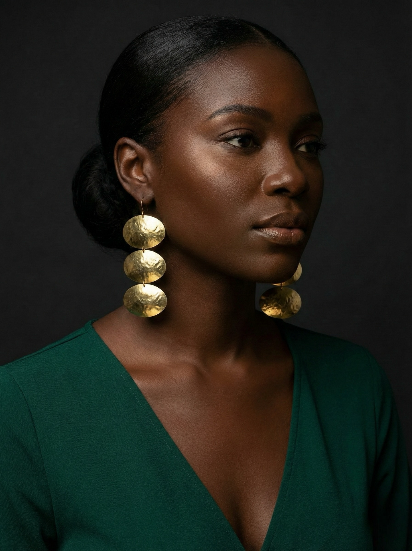 Triple Oval Brass Drop Earrings – Handmade Hammered Statement Jewellery - Fatisha Boutique #