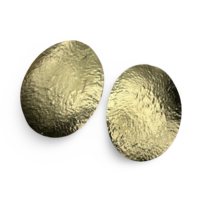 Textured Oval Brass Statement Earrings – African-Inspired Bold Handmade Jewellery - Fatisha Boutique #