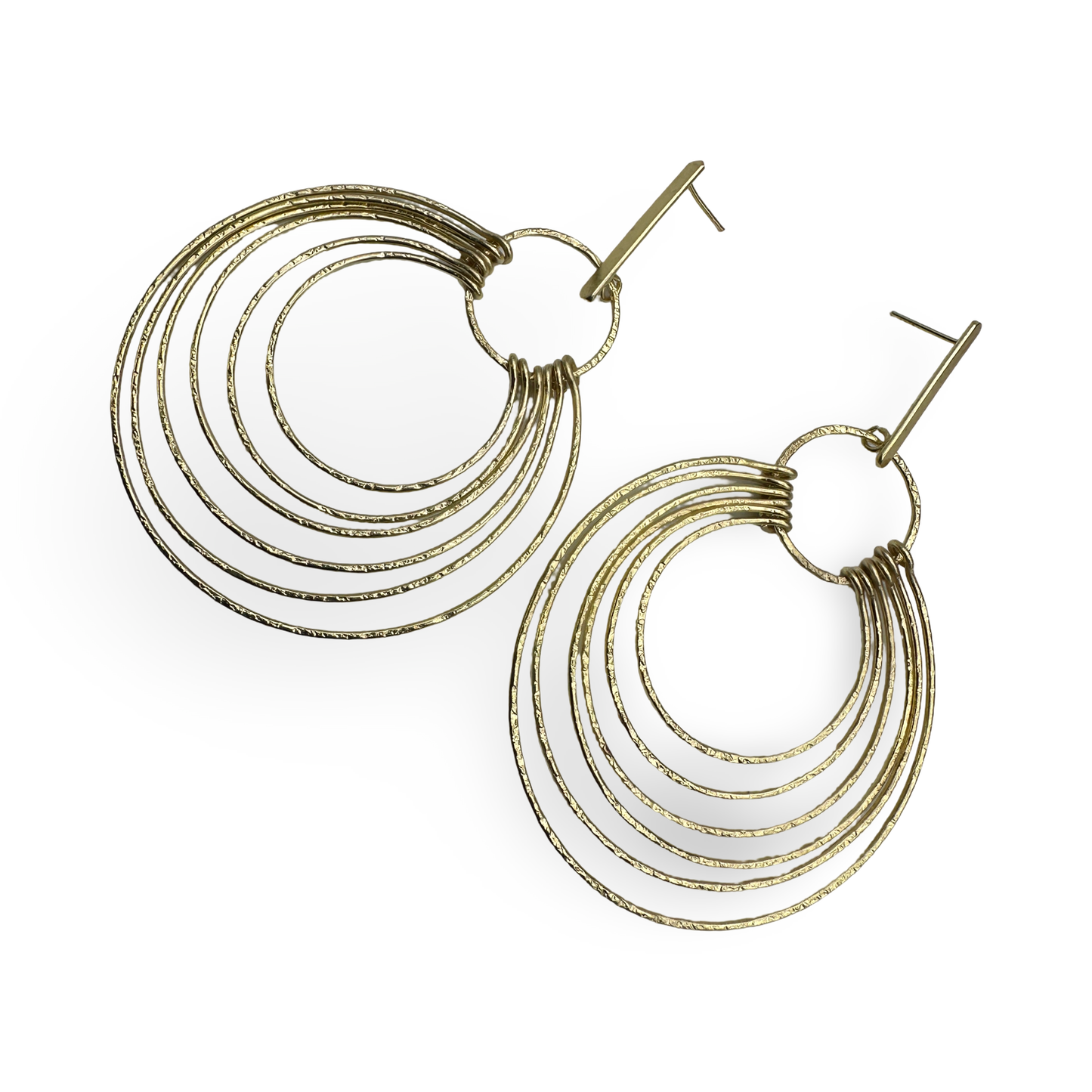 African Multi-Hoop Brass Drop Earrings – Layered Bohemian Statement Jewellery - Fatisha Boutique #