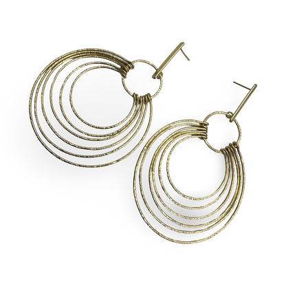 African Multi-Hoop Brass Drop Earrings – Layered Bohemian Statement Jewellery - Fatisha Boutique #