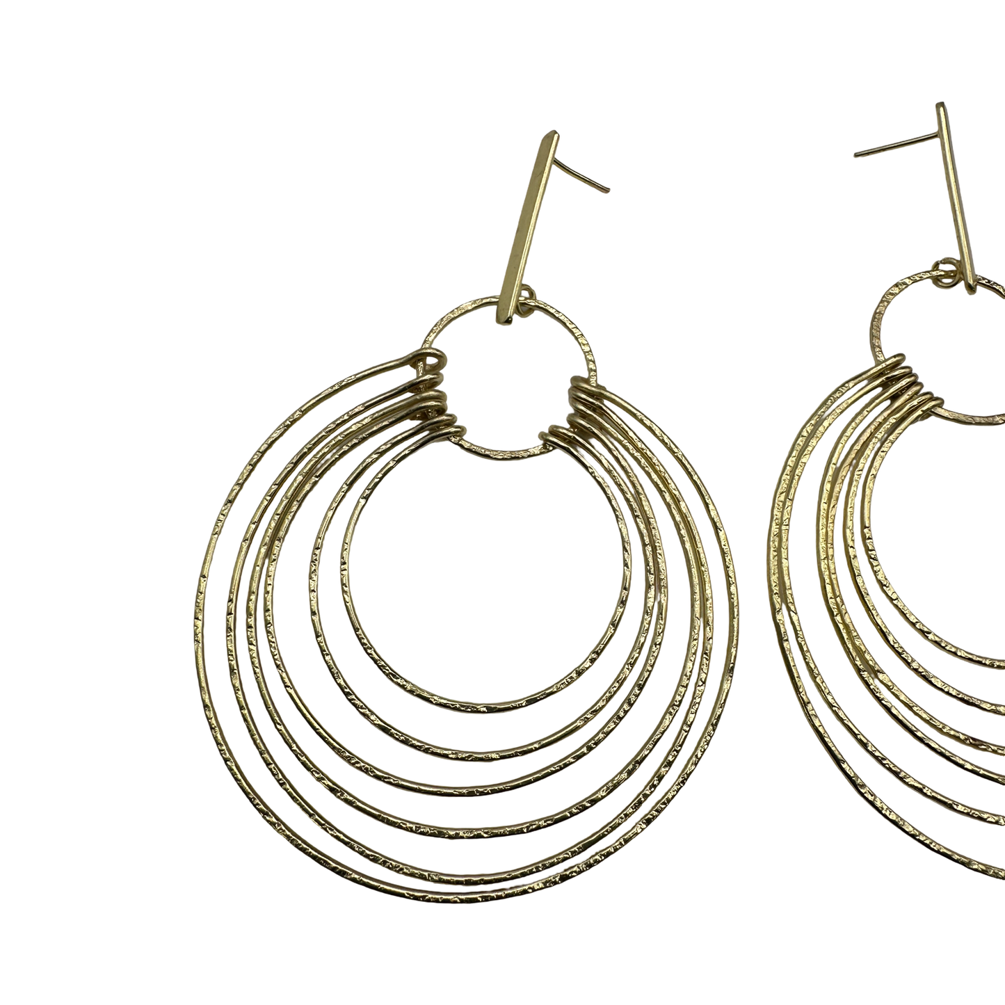 African Multi-Hoop Brass Drop Earrings – Layered Bohemian Statement Jewellery - Fatisha Boutique #