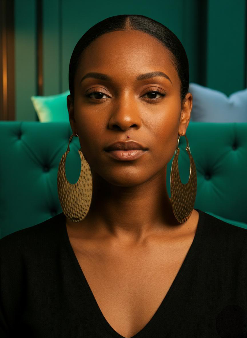 Oversized African Brass Earrings – Bold Hammered Gold Statement Jewellery - Fatisha Boutique #