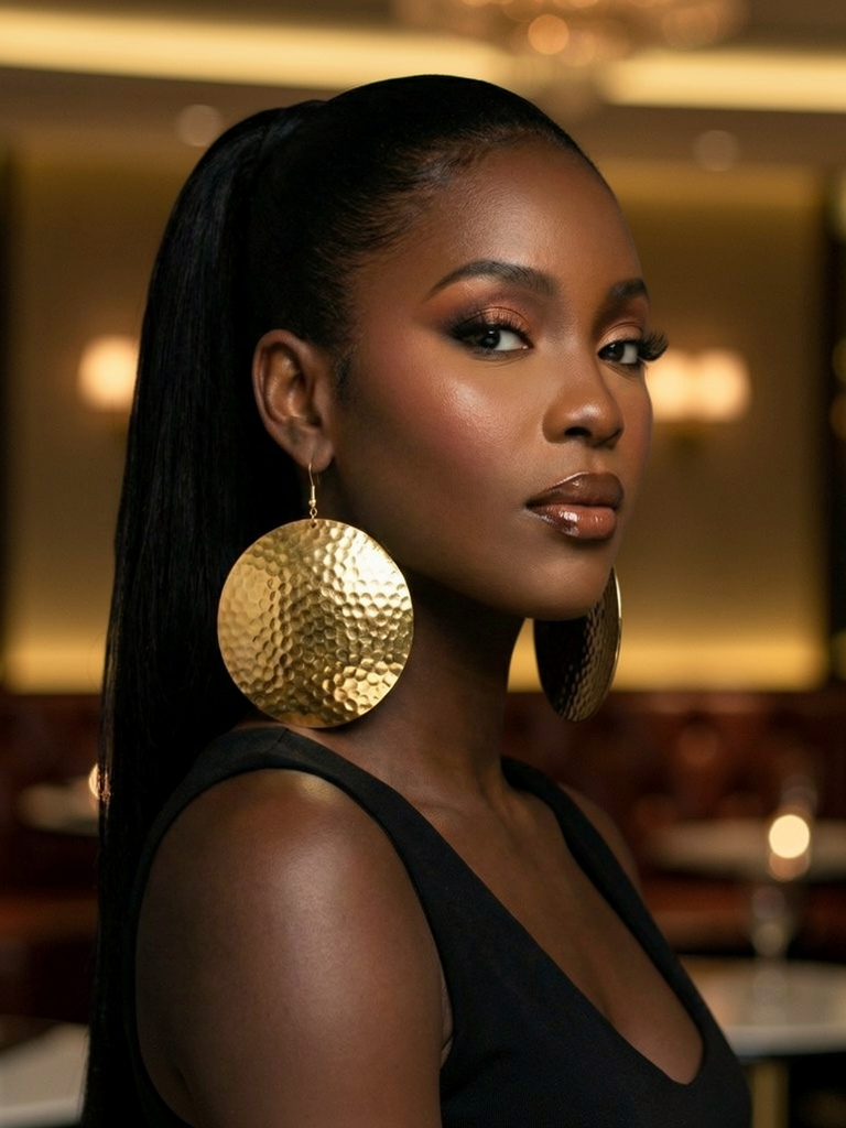 Bold Hammered Gold Disc Earrings – Contemporary African Fashion Jewellery - Fatisha Boutique #