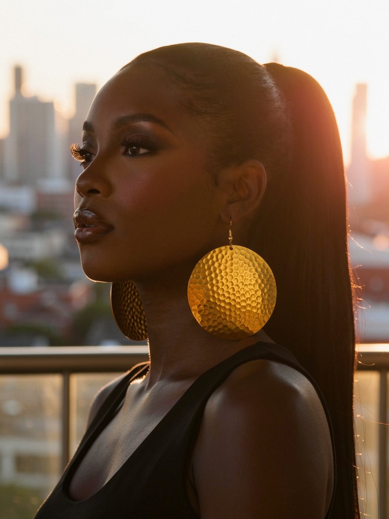Bold Hammered Gold Disc Earrings – Contemporary African Fashion Jewellery - Fatisha Boutique #