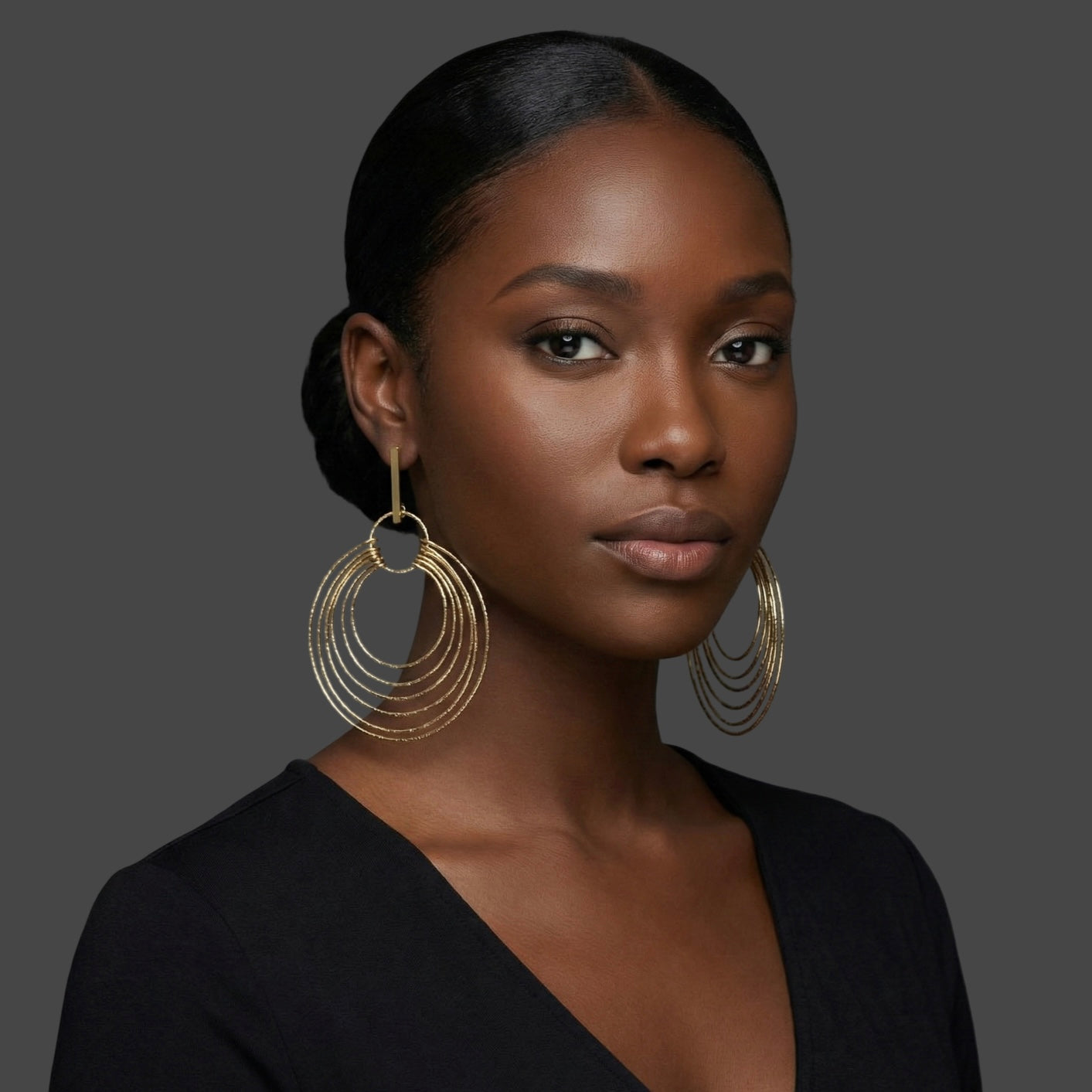 African Multi-Hoop Brass Drop Earrings – Layered Bohemian Statement Jewellery - Fatisha Boutique #