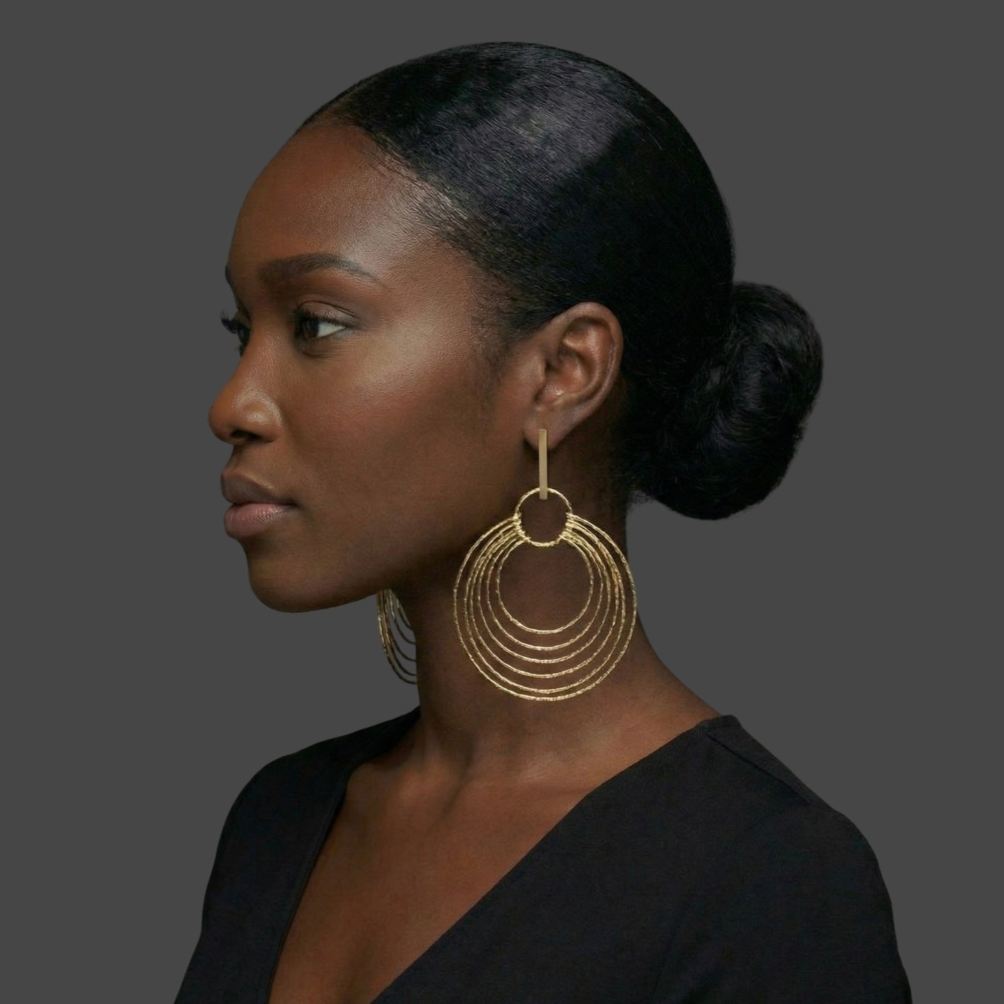 African Multi-Hoop Brass Drop Earrings – Layered Bohemian Statement Jewellery - Fatisha Boutique #