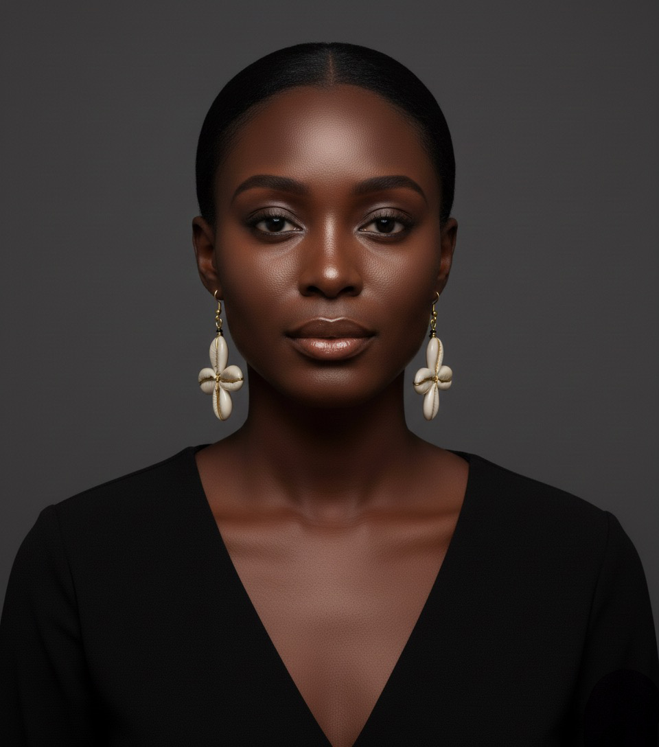 Handmade Cowrie Shell Star Dangle Earrings – African Boho Brass Jewellery - Fatisha Boutique #
