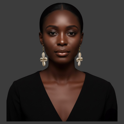 Handmade Cowrie Shell Star Dangle Earrings – African Boho Brass Jewellery - Fatisha Boutique #
