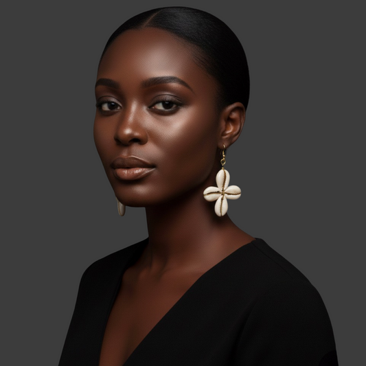 Handmade Cowrie Shell Star Dangle Earrings – African Boho Brass Jewellery - Fatisha Boutique #