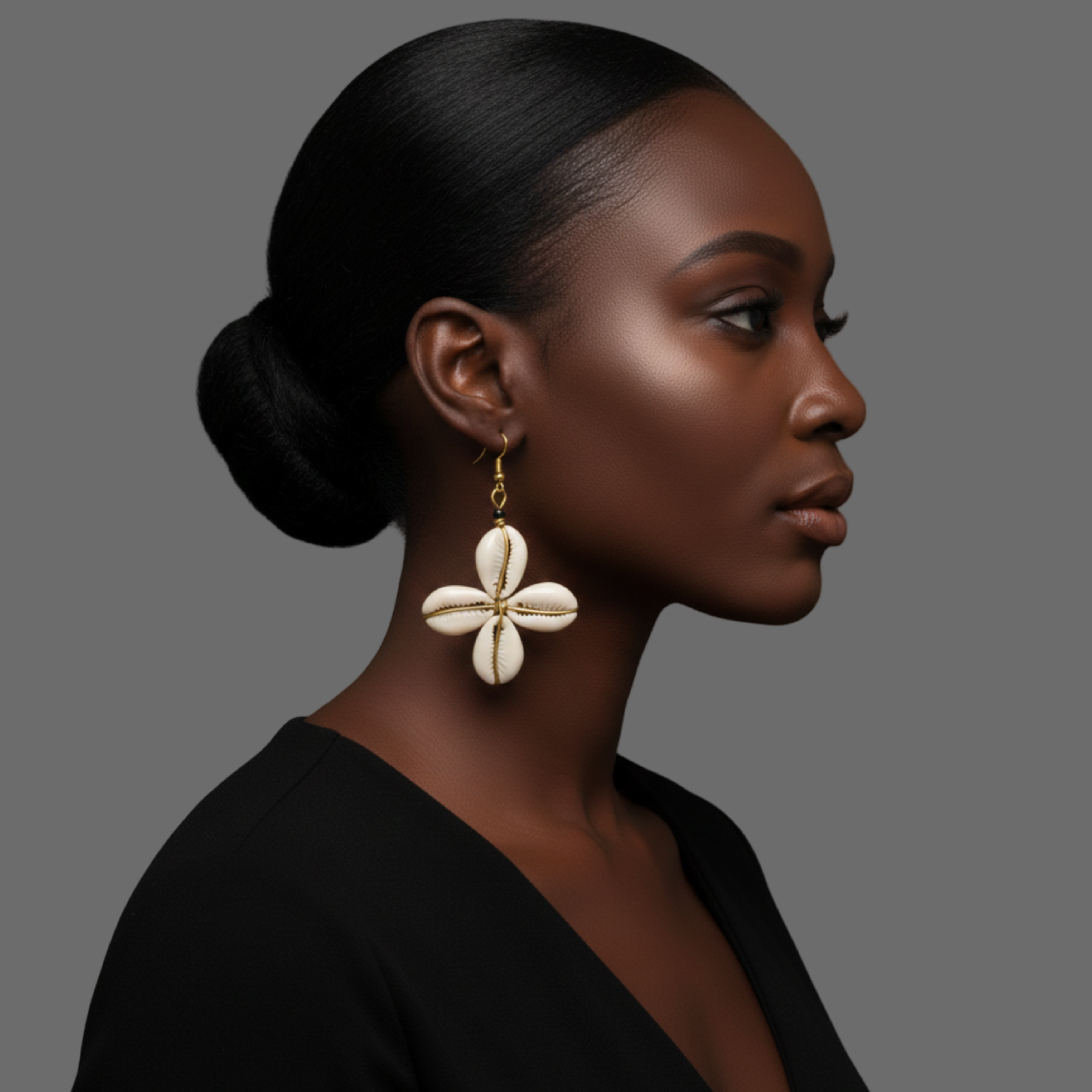 Handmade Cowrie Shell Star Dangle Earrings – African Boho Brass Jewellery - Fatisha Boutique #