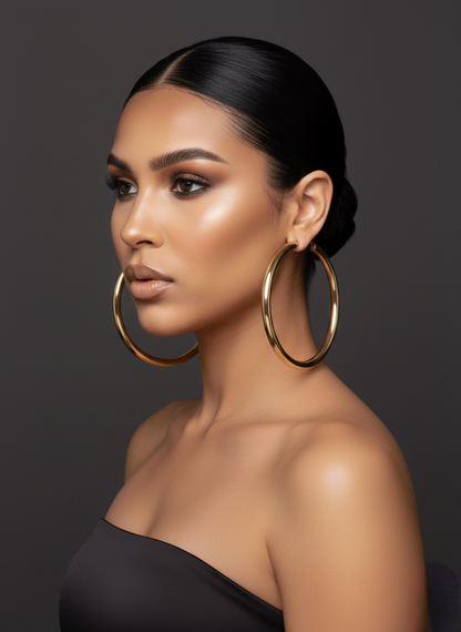 Oversized 11cm Gold Hoop Earrings – Bold Classic Statement Jewellery - Fatisha Boutique #