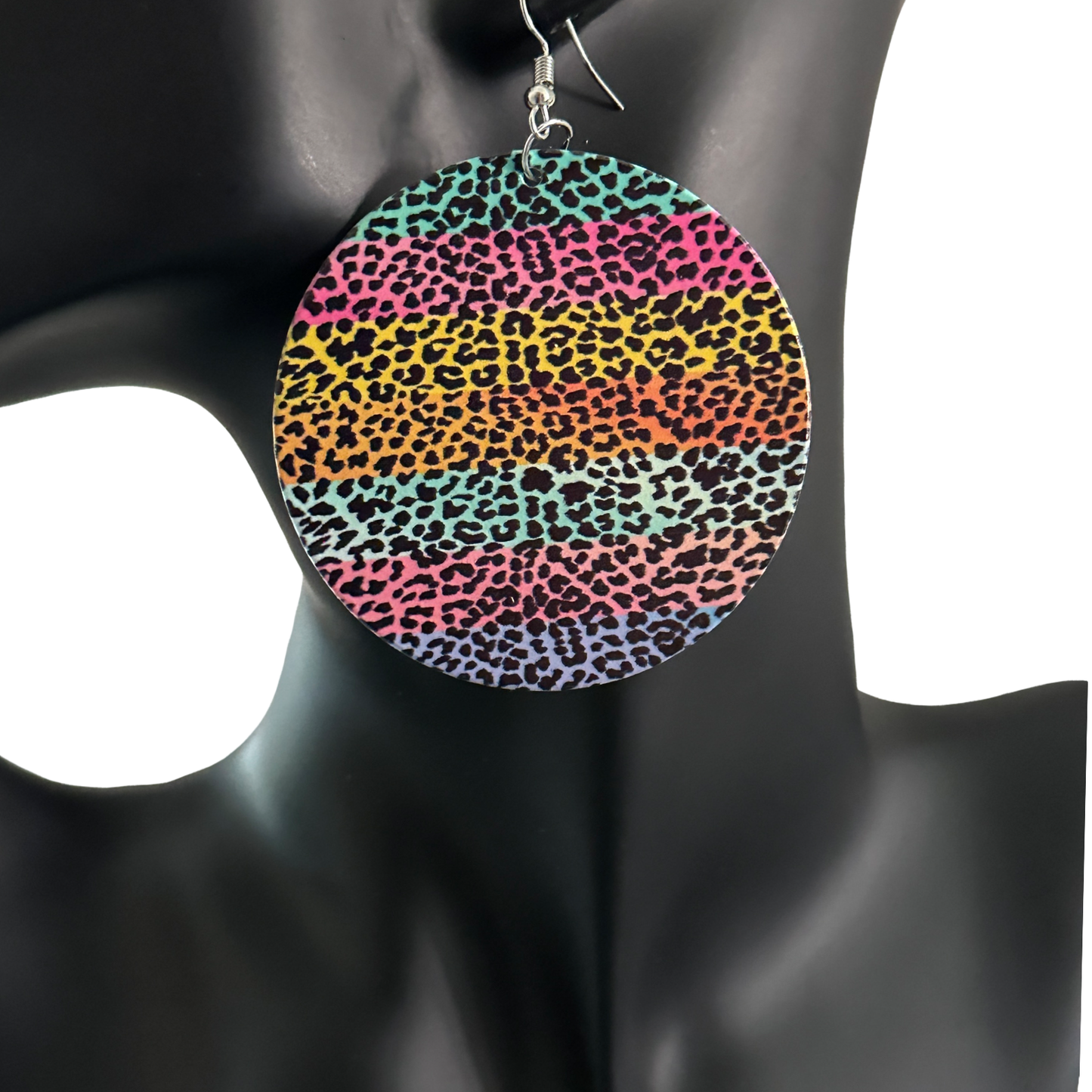 Multicolour Leopard Print Wooden Statement Earrings – Ethnic Boho Ultra-Lightweight Drop Earrings - Fatisha Boutique #